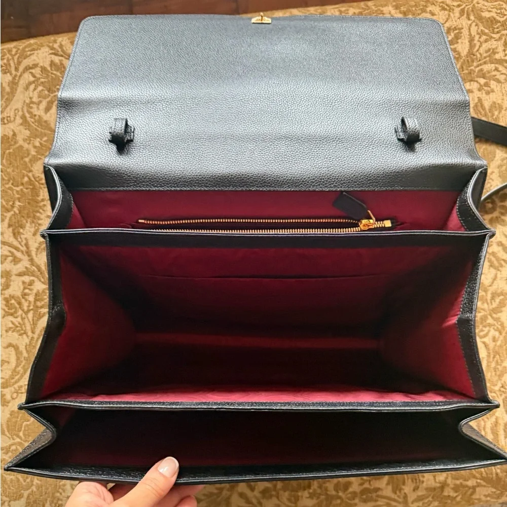 Gucci Zumi Briefcase Black Grain Leather w/ Gold & Silver Hardware Authentic